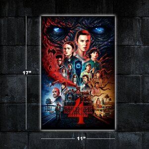 Stranger Things season 4 illustrated poster - 11x17 wall art print merch gift
